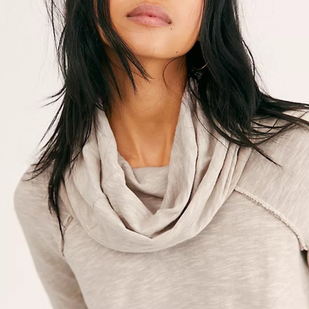 Free People Beach Cotton Cocoon Cowl Neck Pullover - Picture 3 of 10
